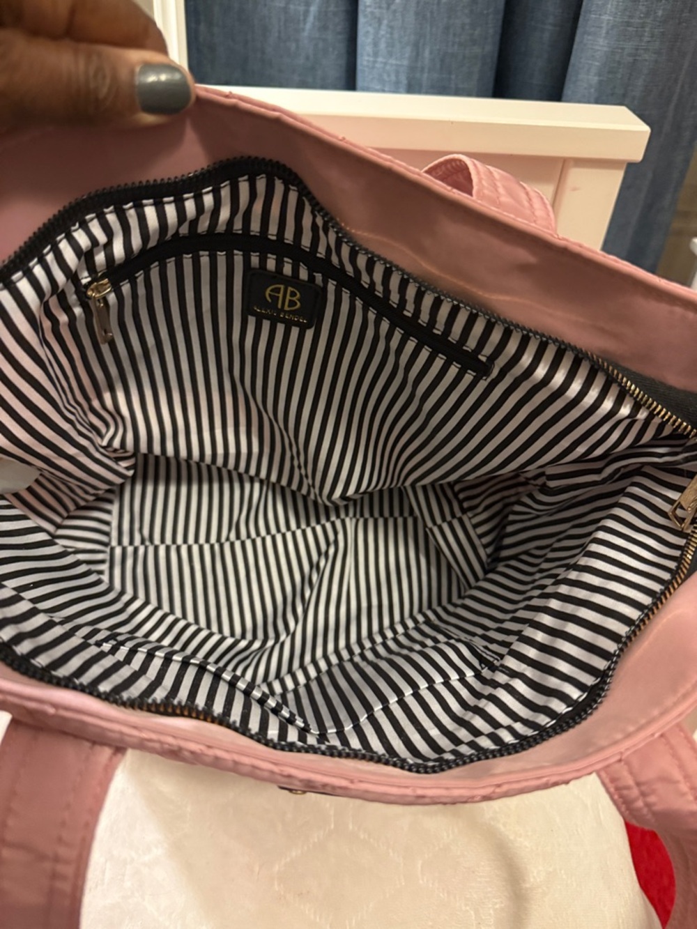 Alexis Bendel Quilted Blush Pink Tote with Logo Plaque - Picture 9 of 11